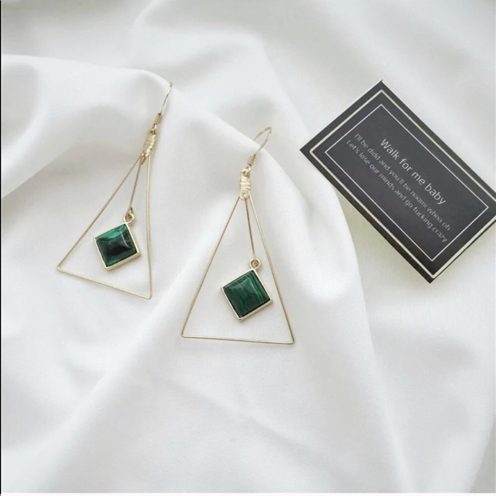 ⭐️Green and Gold Geometric Earrings